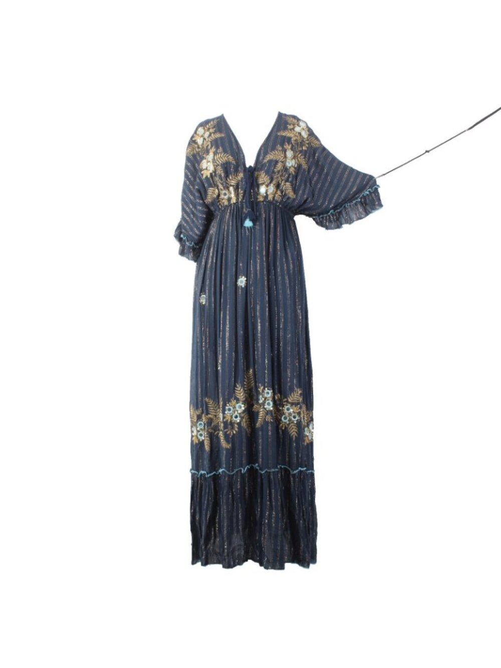 Palak Dress NEW Moda Polak Sz Free Size Navy Blue Embroid Sequin 100% Viscose - Picture 2 of 10